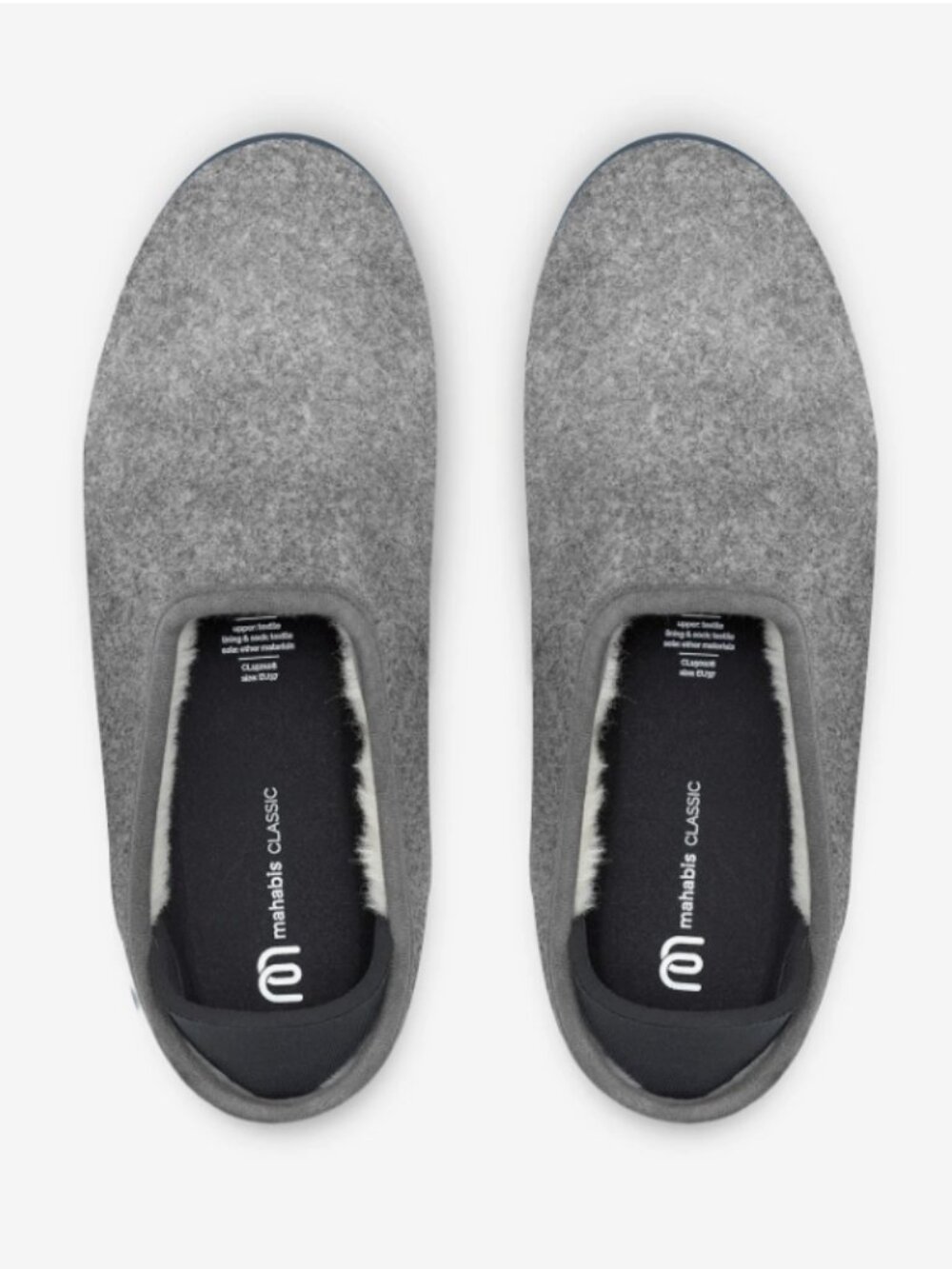 Cute Mahabis EU38 US7.5 grey wool slippers